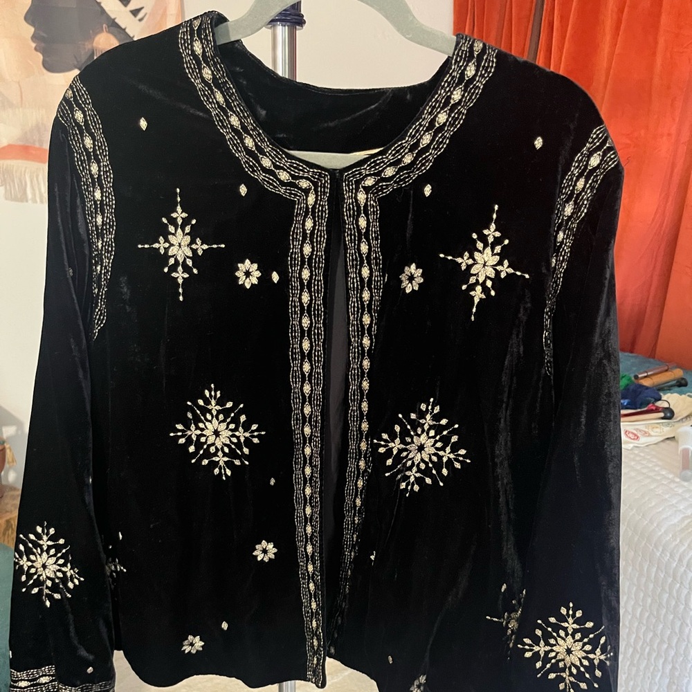 Marks & Spencer Black Velvet Embellished Blazer